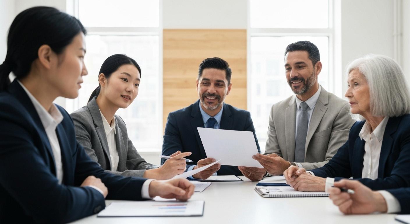 A group of a people in a meeting